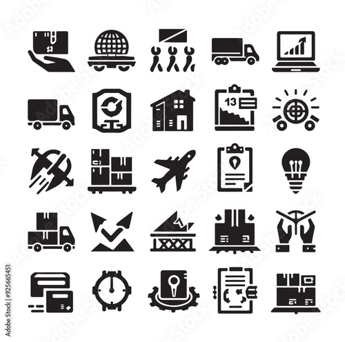 Logistics icons silhouette set silhouette vector illustration 
