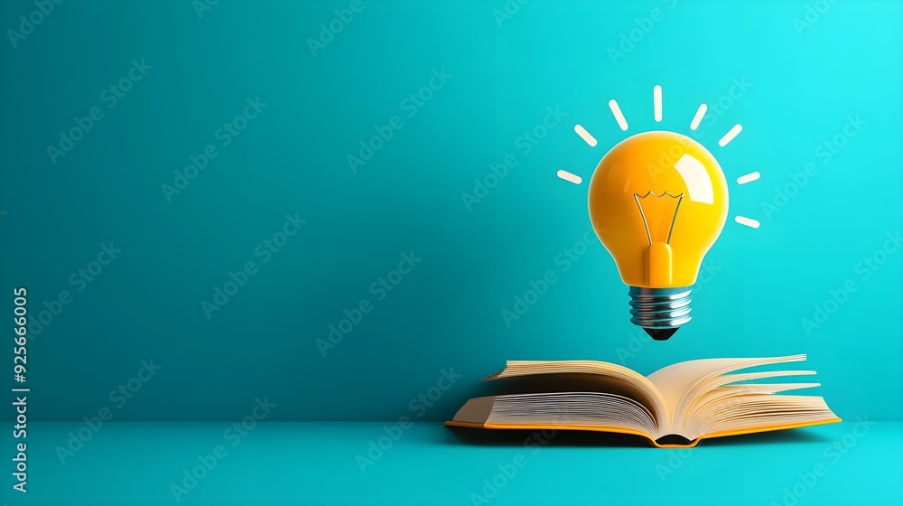 Flat-style educational app icon, a book with a lightbulb symbol in the center, using contrasting pastel colors, optimized for clarity at small resolutions Flat-style educational app icon, a book with a lightbulb symbol in the center, using contrasting pastel colors, optimized for clarity at small resolutions