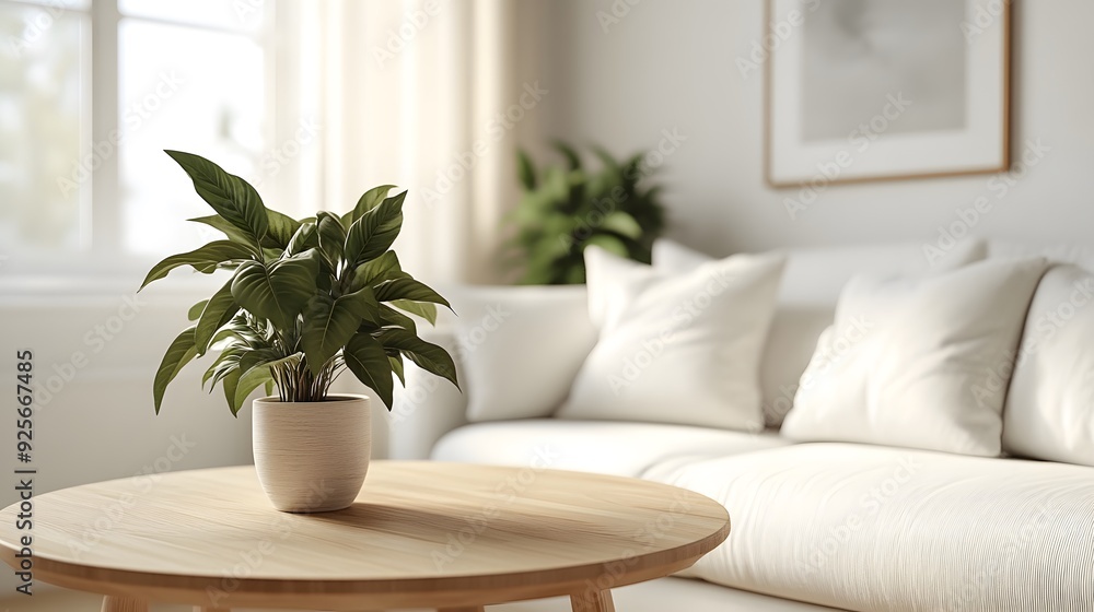 Sleek white sofa, light wood coffee table, soft natural light, potted green plant, clean lines, high-resolution photograph, contemporary interior design, airy atmosphere, neutral color palette. Sleek white sofa, light wood coffee table, soft natural light, potted green plant, clean lines, high-resolution photograph, contemporary interior design, airy atmosphere, neutral color palette.