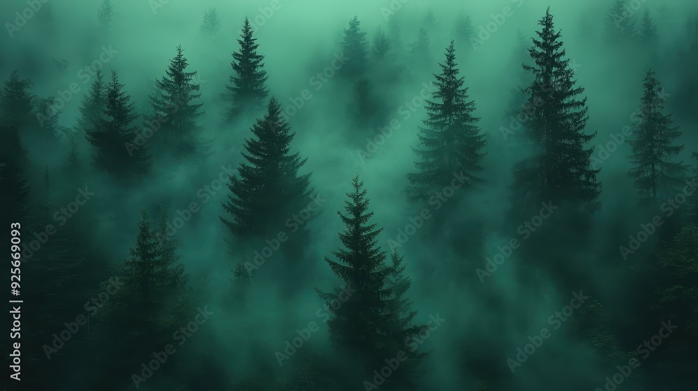 Misty Forest Trees. Misty Forest Trees.