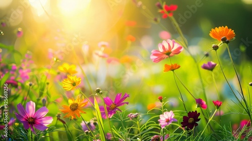 Sunlit Meadow with Vibrant Blooms
