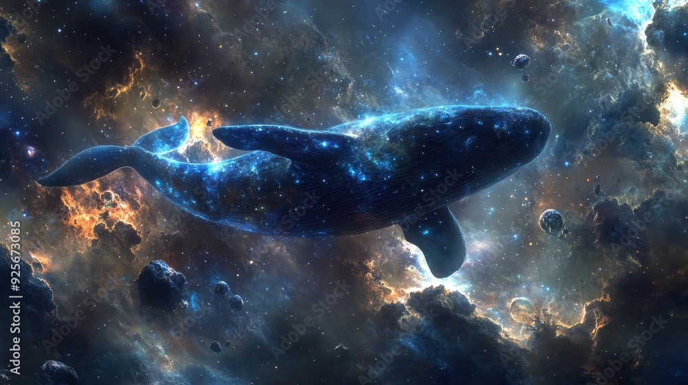 Fototapeta premium Cosmic Whale in Nebula.