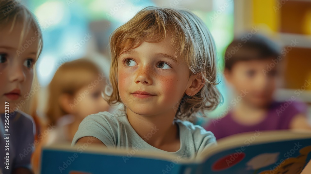 Curious Little Girl Reading a Book. Curious Little Girl Reading a Book.