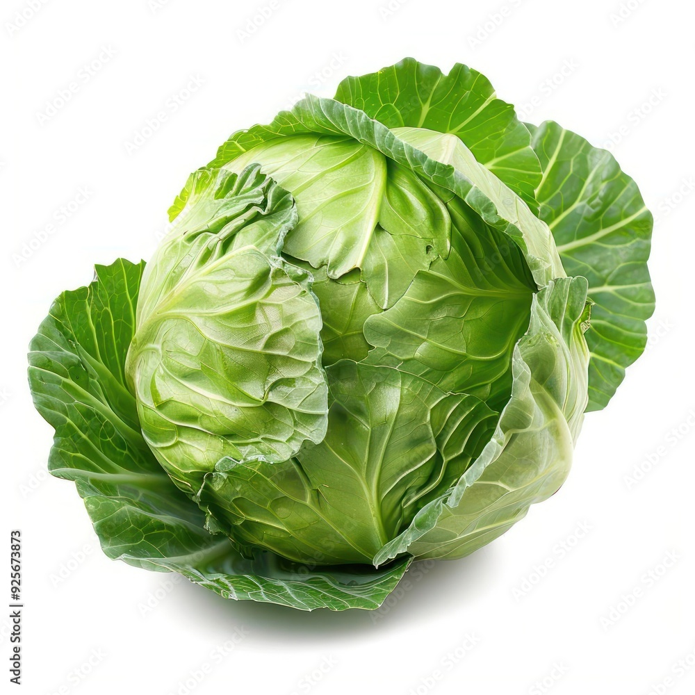 A fresh green head of cabbage with its leaves folded back, A fresh green head of cabbage with its leaves folded back,