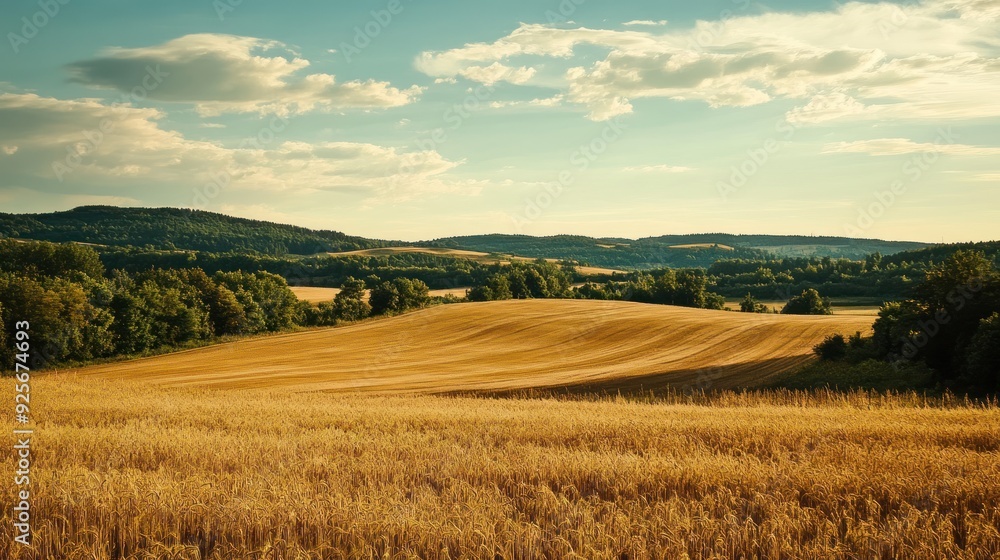 Golden Field Under Blue Sky