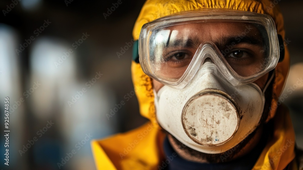 Close-up Portrait of a Man in a Protective Suit Close-up Portrait of a Man in a Protective Suit