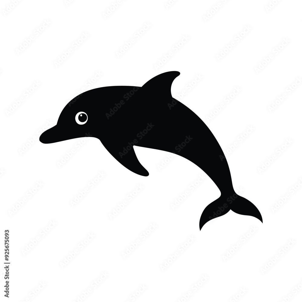 Fototapeta premium dolphin silhouette vector art with white background