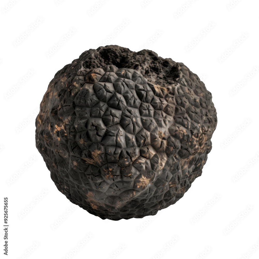 Close-up of a Black Truffle with Rough, Wrinkled Texture Close-up of a Black Truffle with Rough, Wrinkled Texture