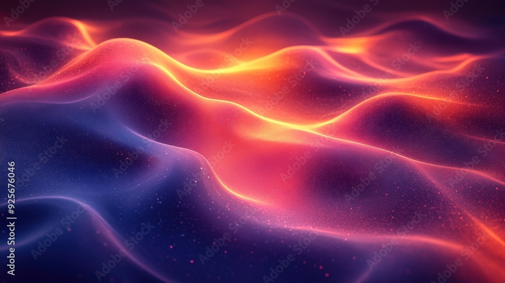 Fototapeta premium Abstract Background with Red and Blue Waves and Glowing Lights.