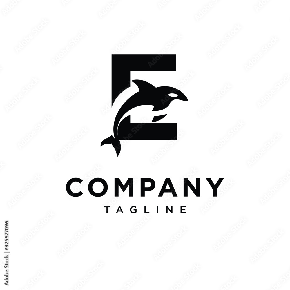 Fototapeta premium Letter E Orca Logo icon vector