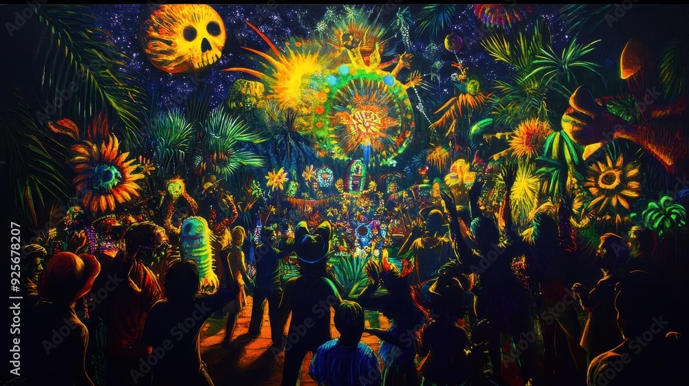 Neon Glow Party in a Tropical Paradise. Neon Glow Party in a Tropical Paradise.