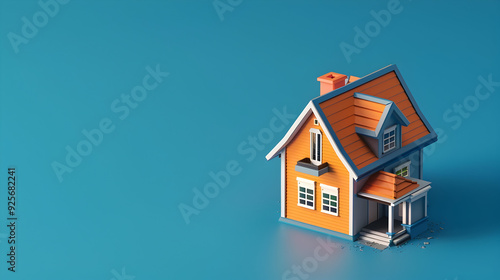 Wallpaper Mural miniature model house on blue background, generative ai Torontodigital.ca