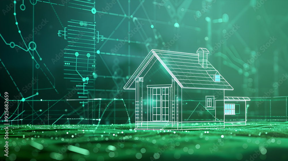Outline of a small house with a check-up chart level testing - concept image with copy space Outline of a small house with a check-up chart level testing - concept image with copy space