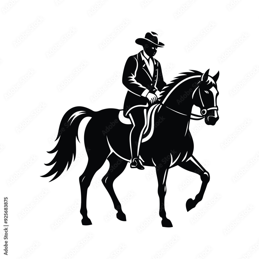 Fototapeta premium Horse Rider Silhouette Vector Art illustration