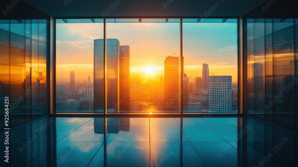 Fototapeta premium Sunset View from a Skyscraper