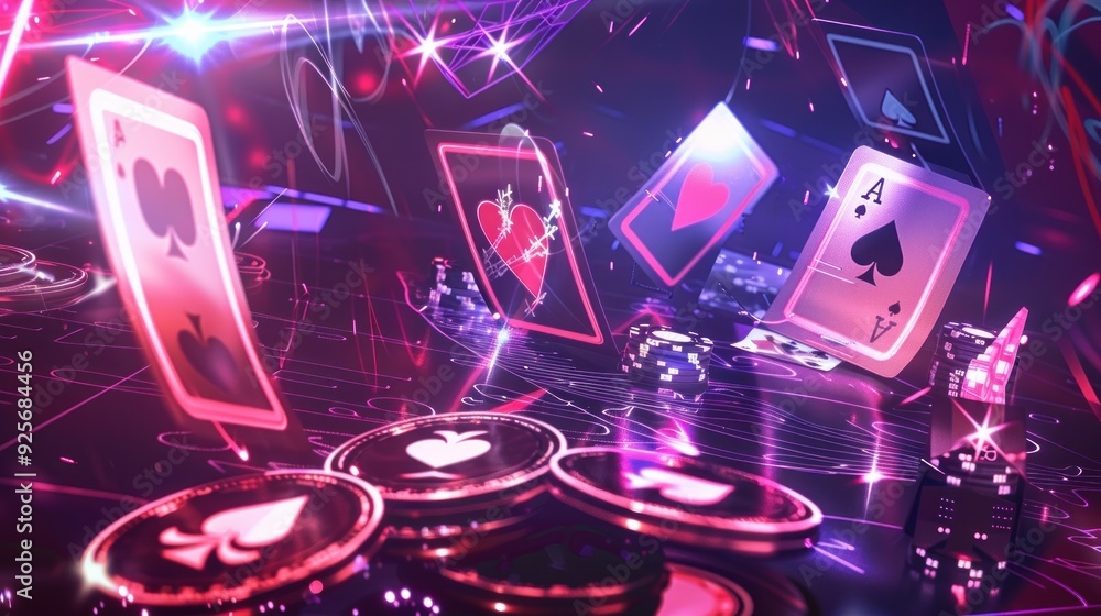 Fototapeta premium Neon Casino: Ace of Spades
