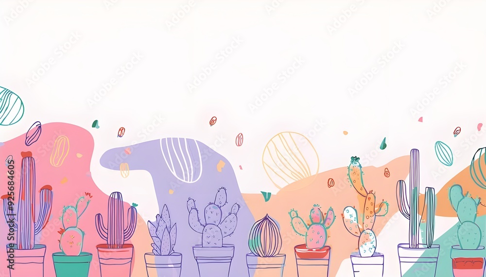 Fototapeta premium Colorful Mexican cactus background in pastel colors