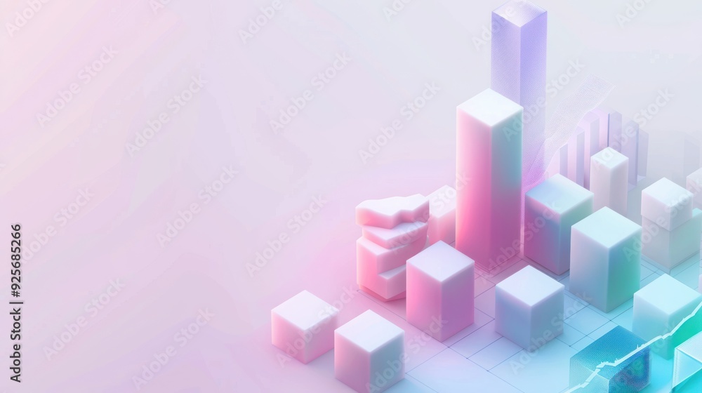 Fototapeta premium Abstract 3D Render of Geometric Shapes with Pastel Colors