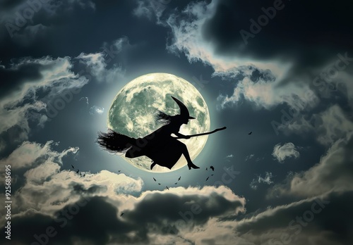 Witch Flying Under Moonlight photo