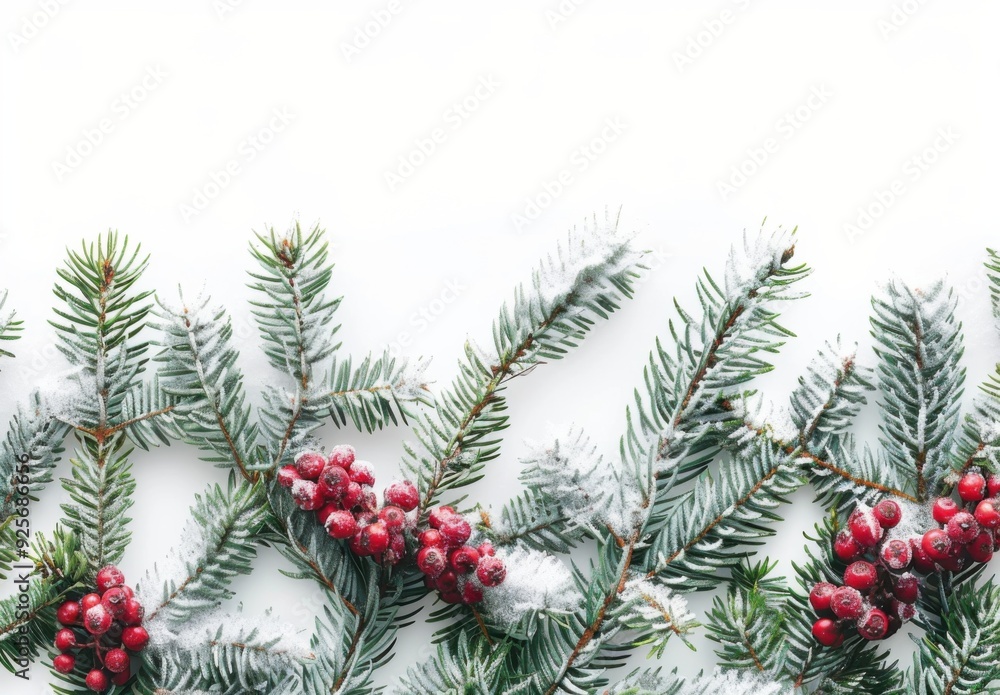 Snowy Evergreen Branches and Berries Snowy Evergreen Branches and Berries