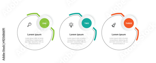 3 step process infographic template vector with icons 