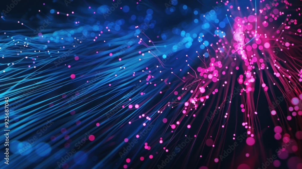 Fototapeta premium Abstract Digital Art with Blue and Pink Light Streaks