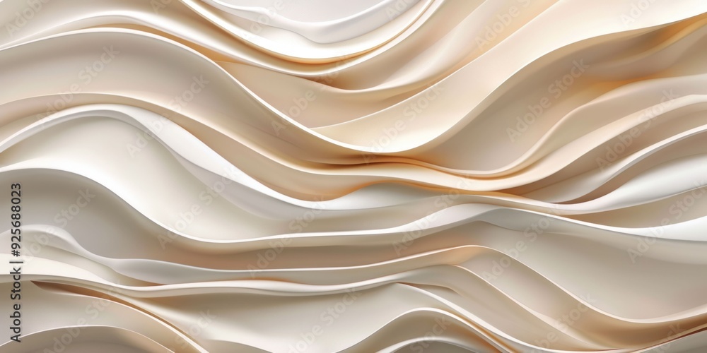 Obraz premium Abstract background with wavy lines and curves in white and beige colors for travel and art inspiration