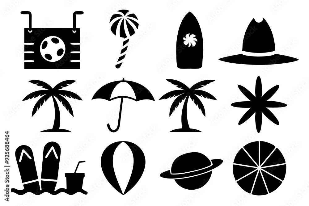 Set of summer icons design silhouette vector illustrations
Set of summer icons design silhouette vector illustrations