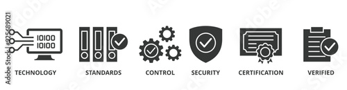 ISO27001 banner web icon vector illustration concept for information security management system (ISMS) with an icon of technology, standards, control, security, certification, and verified