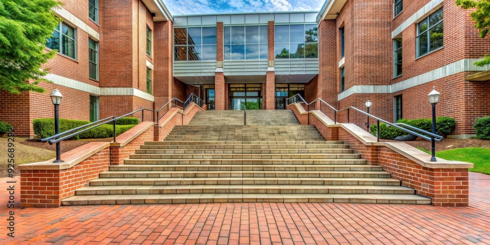 Brick walkway with steps leading up to a building, Brick, Walkway, Steps, Building, Architecture, Exterior, Entrance Brick walkway with steps leading up to a building, Brick, Walkway, Steps, Building, Architecture, Exterior, Entrance