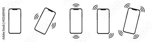 Phone ringing or vibrating icon set. Smartphone incoming call or alarm. Vector EPS10