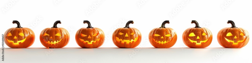 Fototapeta premium Illuminated Jack-o'-Lanterns