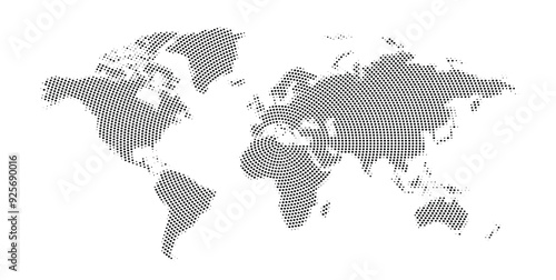 Abstract world map in dotted pattern vector design