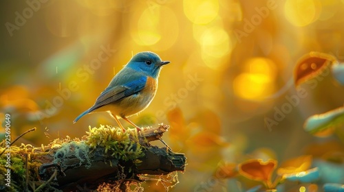 Blue Bird in Golden Sunlight