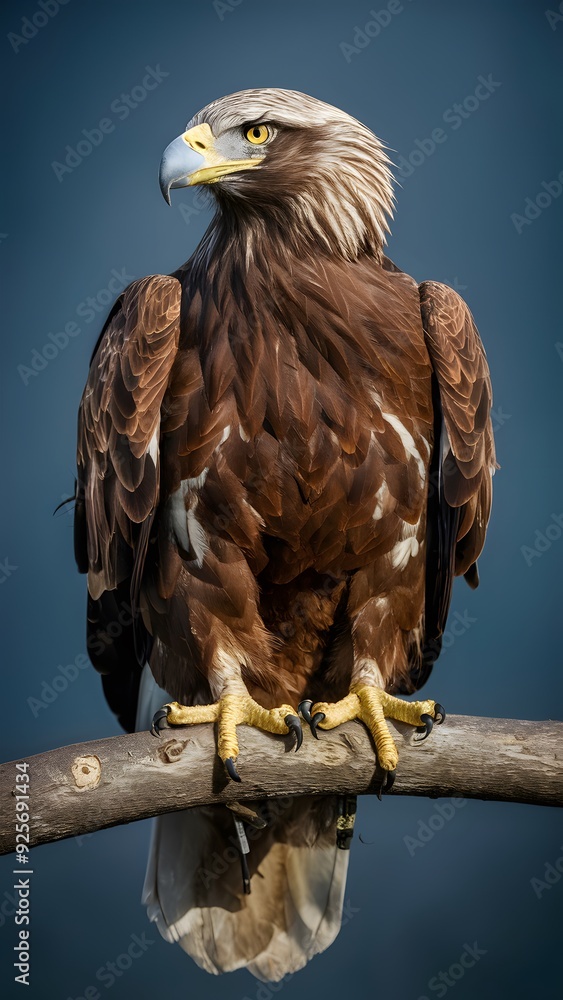Martial Eagle Perched on Branch on Blue Background, Realistic Photo, Pattern Background, Wallpaper, Cover and Screen of Smartphone, Cell Phone, Computer, Laptop Martial Eagle Perched on Branch on Blue Background, Realistic Photo, Pattern Background, Wallpaper, Cover and Screen of Smartphone, Cell Phone, Computer, Laptop