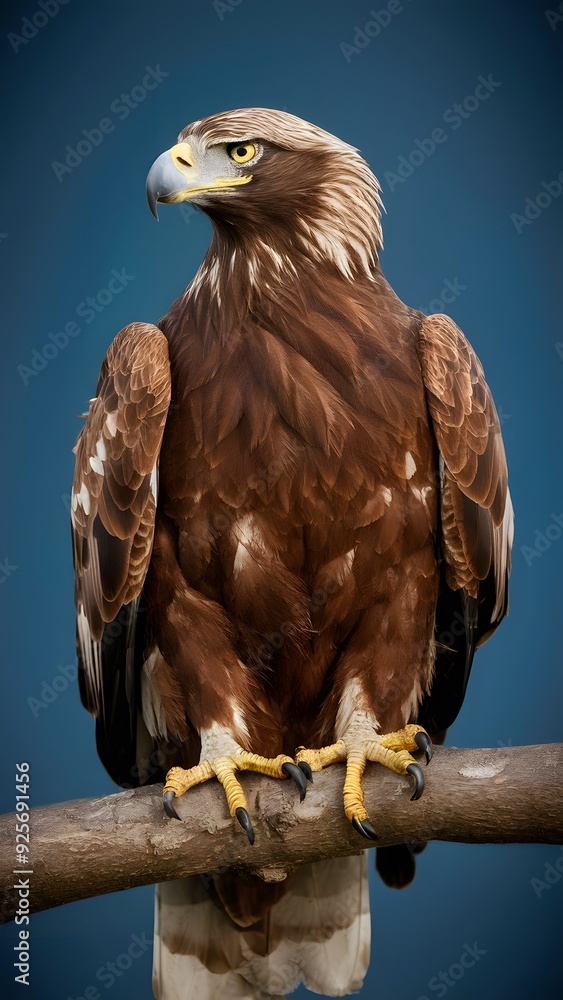 Martial Eagle Perched on Branch on Blue Background, Realistic Photo, Pattern Background, Wallpaper, Cover and Screen of Smartphone, Cell Phone, Computer, Laptop Martial Eagle Perched on Branch on Blue Background, Realistic Photo, Pattern Background, Wallpaper, Cover and Screen of Smartphone, Cell Phone, Computer, Laptop