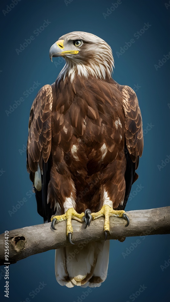 Martial Eagle Perched on Branch on Blue Background, Realistic Photo, Pattern Background, Wallpaper, Cover and Screen of Smartphone, Cell Phone, Computer, Laptop Martial Eagle Perched on Branch on Blue Background, Realistic Photo, Pattern Background, Wallpaper, Cover and Screen of Smartphone, Cell Phone, Computer, Laptop