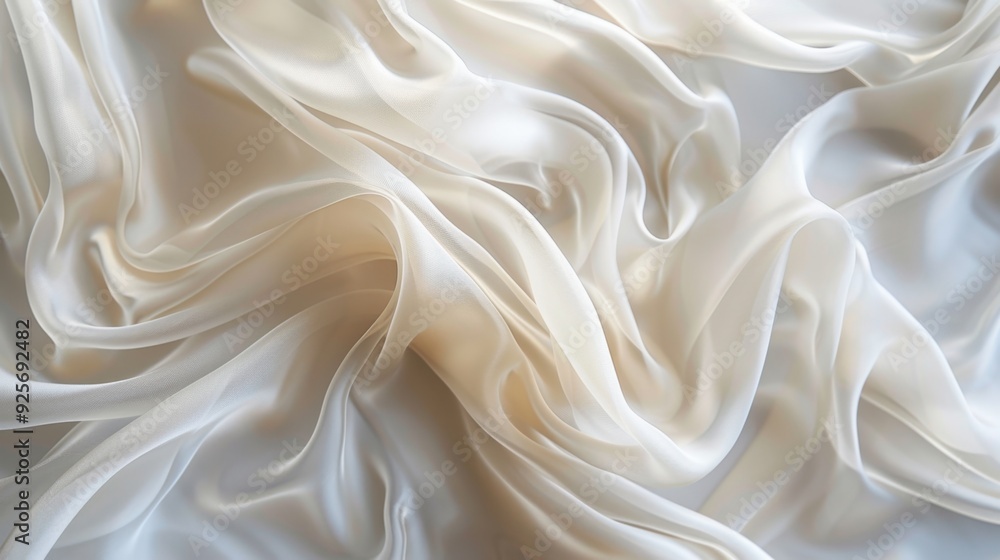 Abstract waves in a white cloth, creating a soft and fluid background with a sense of calm and purity. Abstract waves in a white cloth, creating a soft and fluid background with a sense of calm and purity.