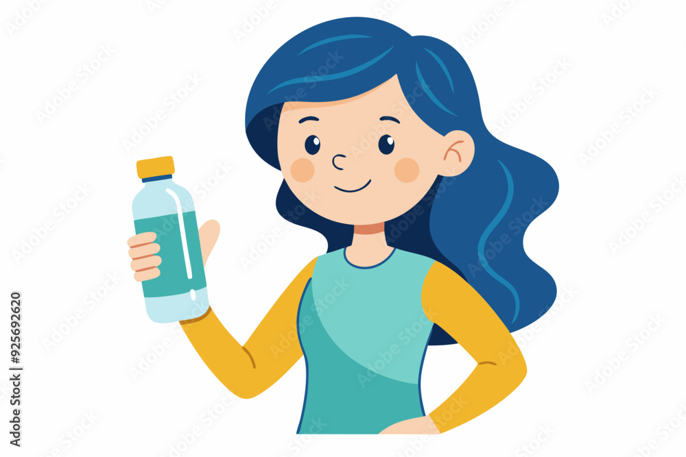 Cheerful Girl Holding Water Bottle Cheerful Girl Holding Water Bottle