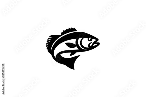 Bass fish silhouette vector illustration.