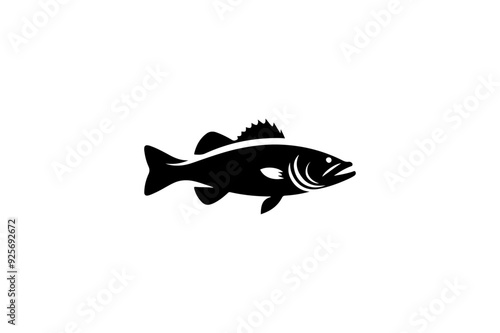 Bass fish silhouette vector illustration. 