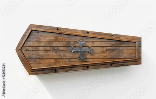 Wooden Coffin with Cross