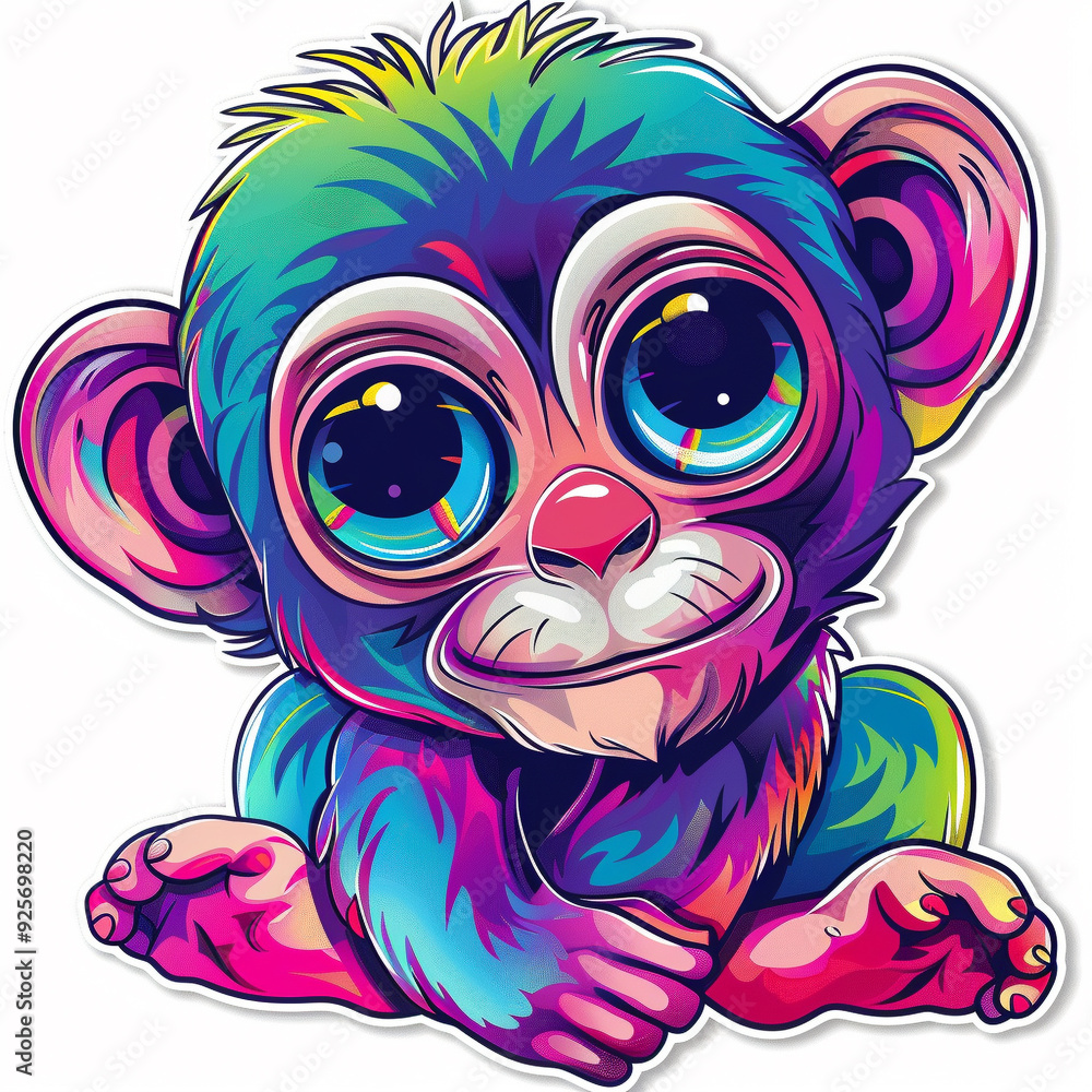 monkey animal cute colorful art digital illustration baby cartoon close-up jungle mammal vibrant eyes furry playful adorable monkey animal cute colorful art digital illustration baby cartoon close-up jungle mammal vibrant eyes furry playful adorable