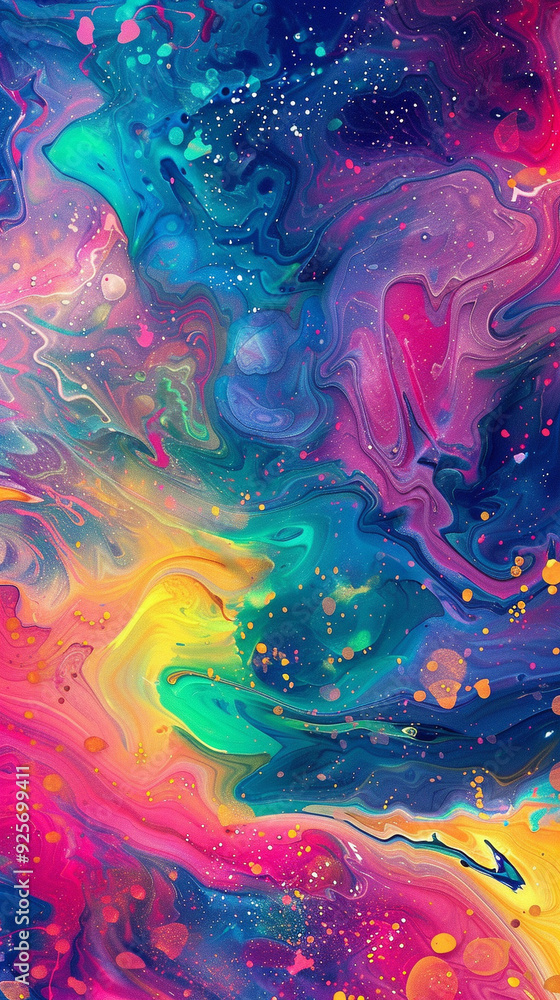 Obraz premium abstract colorful fluid art paint marbling pattern texture vibrant swirls artistic creativity multicolor art design background abstract painting 