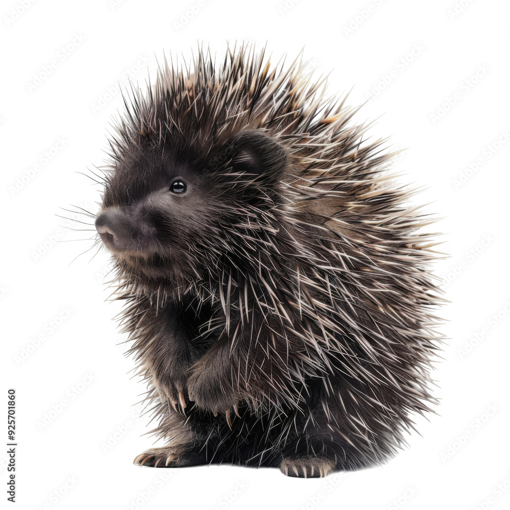 Obraz premium Close-up of a Young Porcupine with Spiked Fur