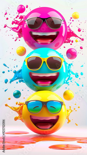 smiley colorful sunglasses funny cheerful bright happy cartoon playful vibrant emoji cute joyful fun expression 