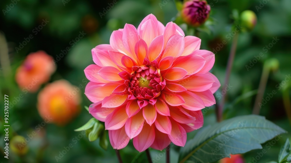 A pink flower head with multi colored petals A pink flower head with multi colored petals