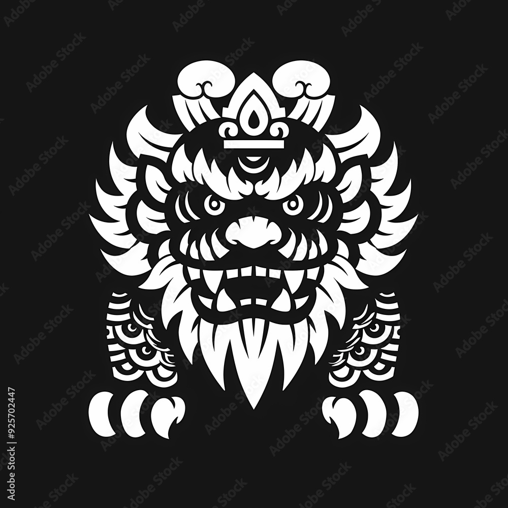 Fototapeta premium A white logo outline of a cool Giant Totsakan on a black background
