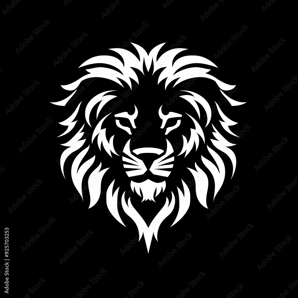 A white logo outline of a cool Lion on a black background A white logo outline of a cool Lion on a black background