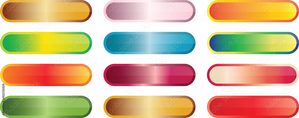 set of different color gradient shiny button art vector illustration. set of different color gradient shiny button art vector illustration.